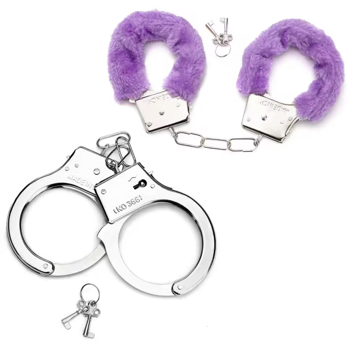 Two Piece HandCuffs | Purple Fluff & Plain