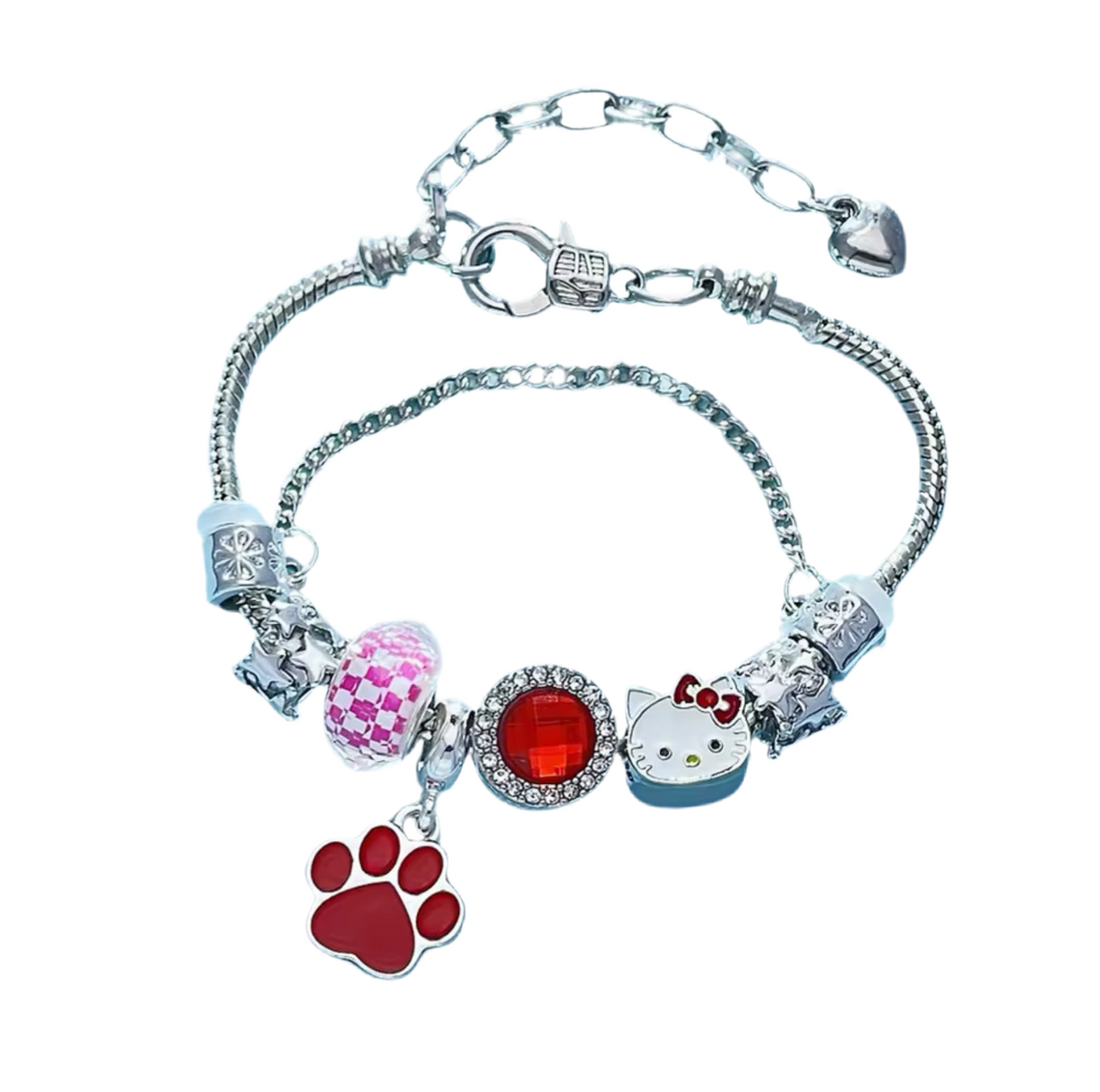 Silver - Red HK Pandora Bracelet