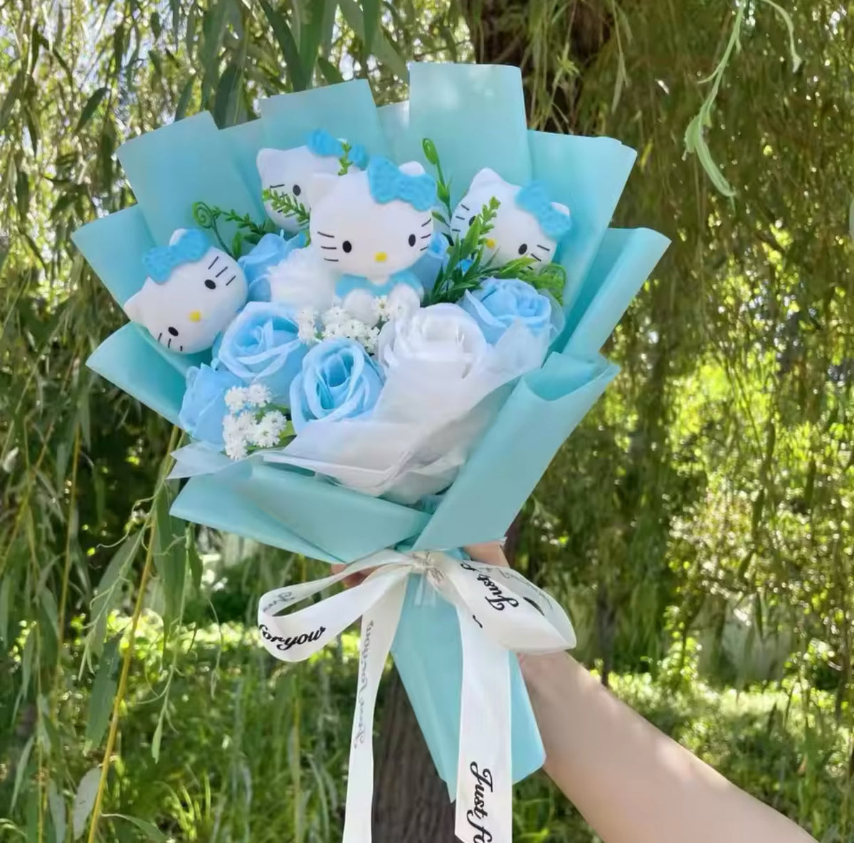 HK Light Blue Rose Flower Bouquet