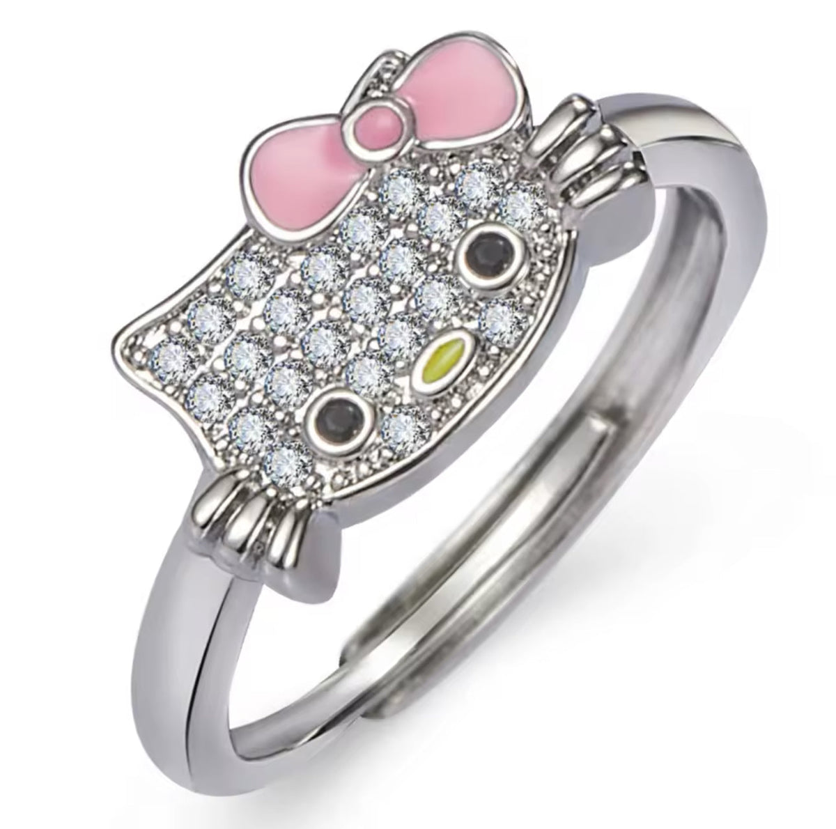 Hello Kitty Sparkly Design Silver Ring