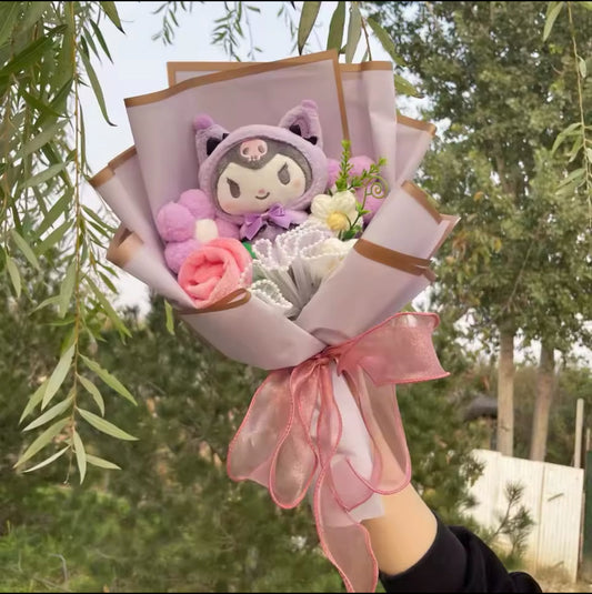 HK Stuffed Flower Purple Vail  Flower Bouquet