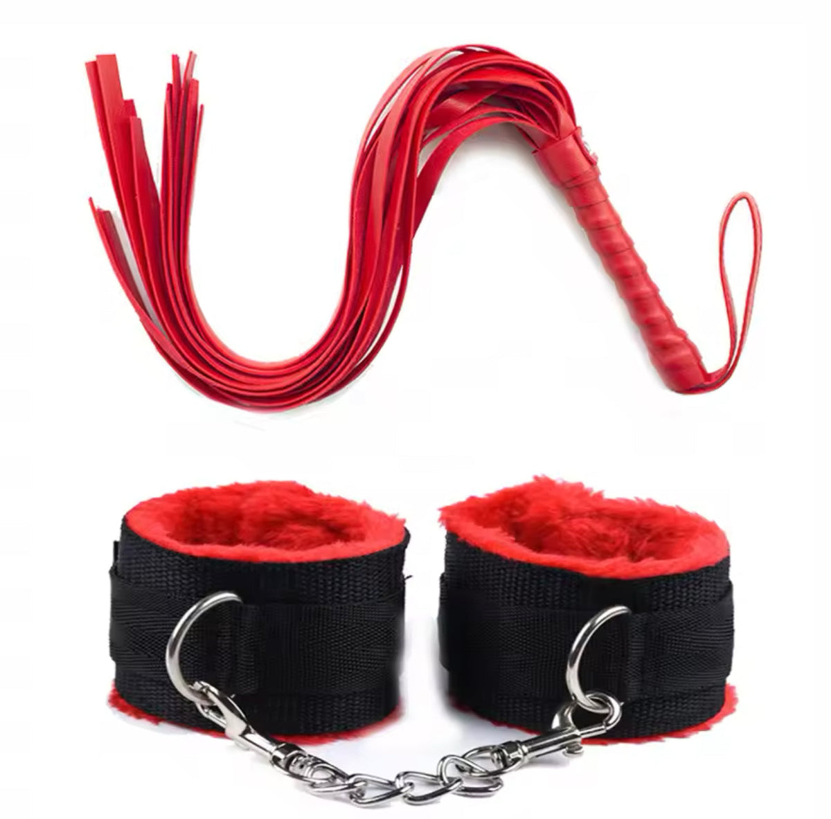 Red Fluffy Cuff & Whip Set